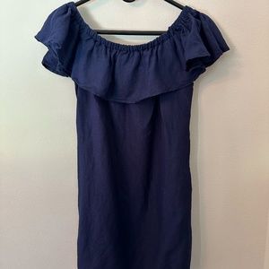 Tommy Bahama linen blend off the shoulder dress NAVY Small
